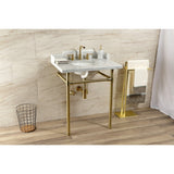 Dreyden 30-Inch Carrara Marble Console Sink with Stainless Steel Legs (8-Inch, 3-Hole)