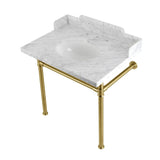 Dreyden 30-Inch Carrara Marble Console Sink with Stainless Steel Legs (8-Inch, 3-Hole)