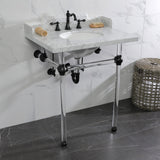 Pemberton 30-Inch Carrara Marble Console Sink with Acrylic Legs (8-Inch, 3-Hole)