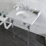 Pemberton 30-Inch Carrara Marble Console Sink with Acrylic Legs (8-Inch, 3-Hole)