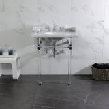 Pemberton 30-Inch Carrara Marble Console Sink with Acrylic Legs (8-Inch, 3-Hole)