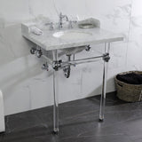 Pemberton 30-Inch Carrara Marble Console Sink with Acrylic Legs (8-Inch, 3-Hole)