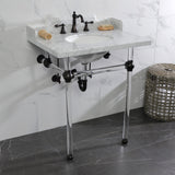 Pemberton 30-Inch Carrara Marble Console Sink with Acrylic Legs (8-Inch, 3-Hole)