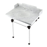 Pemberton 30-Inch Carrara Marble Console Sink with Acrylic Legs (8-Inch, 3-Hole)