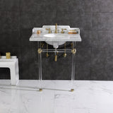 Pemberton 30-Inch Carrara Marble Console Sink with Acrylic Legs (8-Inch, 3-Hole)