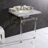 Pemberton 30-Inch Carrara Marble Console Sink with Acrylic Legs (8-Inch, 3-Hole)