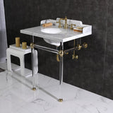Pemberton 30-Inch Carrara Marble Console Sink with Acrylic Legs (8-Inch, 3-Hole)