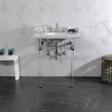 Pemberton 30-Inch Carrara Marble Console Sink with Acrylic Legs (8-Inch, 3-Hole)