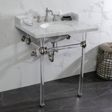 Pemberton 30-Inch Carrara Marble Console Sink with Acrylic Legs (8-Inch, 3-Hole)