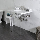 Pemberton 30-Inch Carrara Marble Console Sink with Acrylic Legs (8-Inch, 3-Hole)