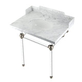 Pemberton 30-Inch Carrara Marble Console Sink with Acrylic Legs (8-Inch, 3-Hole)