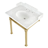 Viceroy 30-Inch Carrara Marble Console Sink with Stainless Steel Legs (8-Inch, 3-Hole)