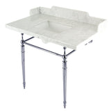 Habsburg 36-Inch Carrara Marble Console Sink with Brass Legs (8-Inch, 3-Hole)