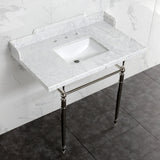 Habsburg 36-Inch Carrara Marble Console Sink with Brass Legs (8-Inch, 3-Hole)