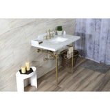 Habsburg 36-Inch Carrara Marble Console Sink with Brass Legs (8-Inch, 3-Hole)