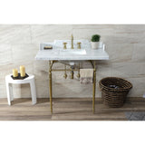 Habsburg 36-Inch Carrara Marble Console Sink with Brass Legs (8-Inch, 3-Hole)