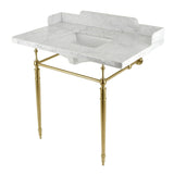 Habsburg 36-Inch Carrara Marble Console Sink with Brass Legs (8-Inch, 3-Hole)