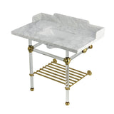 Pemberton 36-Inch Carrara Marble Console Sink with Acrylic Legs and Shelf (8-Inch, 3-Hole)