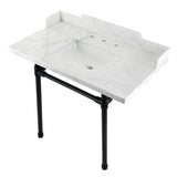 Dreyden 36-Inch Carrara Marble Console Sink with Stainless Steel Legs (8-Inch, 3-Hole)