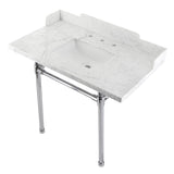 Dreyden 36-Inch Carrara Marble Console Sink with Stainless Steel Legs (8-Inch, 3-Hole)