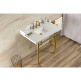 Dreyden 36-Inch Carrara Marble Console Sink with Stainless Steel Legs (8-Inch, 3-Hole)