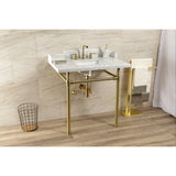 Dreyden 36-Inch Carrara Marble Console Sink with Stainless Steel Legs (8-Inch, 3-Hole)