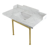 Dreyden 36-Inch Carrara Marble Console Sink with Stainless Steel Legs (8-Inch, 3-Hole)