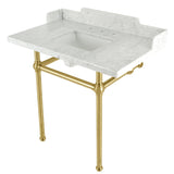 Pemberton 36-Inch Carrara Marble Console Sink with Brass Legs (8-Inch, 3-Hole)