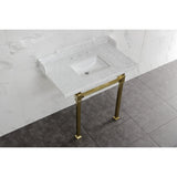 Viceroy 36-Inch Carrara Marble Console Sink with Stainless Steel Legs (8-Inch, 3-Hole)