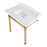 Viceroy 36-Inch Carrara Marble Console Sink with Stainless Steel Legs (8-Inch, 3-Hole)