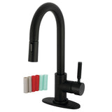 Kaiser One-Handle 1-Hole Deck Mount Bar Faucet with Pull Down Sprayer