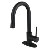 New York One-Handle 1-Hole Deck Mount Bar Faucet with Pull Down Sprayer