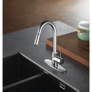 New York One-Handle 1-Hole Deck Mount Bar Faucet with Pull Down Sprayer