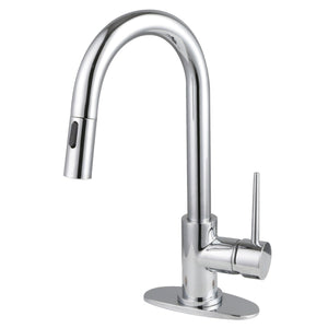 New York One-Handle 1-Hole Deck Mount Bar Faucet with Pull Down Sprayer