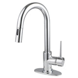 New York One-Handle 1-Hole Deck Mount Bar Faucet with Pull Down Sprayer