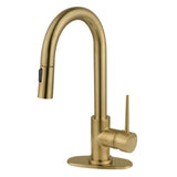 New York One-Handle 1-Hole Deck Mount Bar Faucet with Pull Down Sprayer