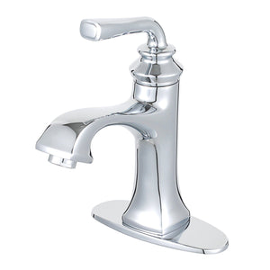 Restoration One-Handle 1-Hole Bathroom Faucet with Deck Plate and Push Pop-Up Drain