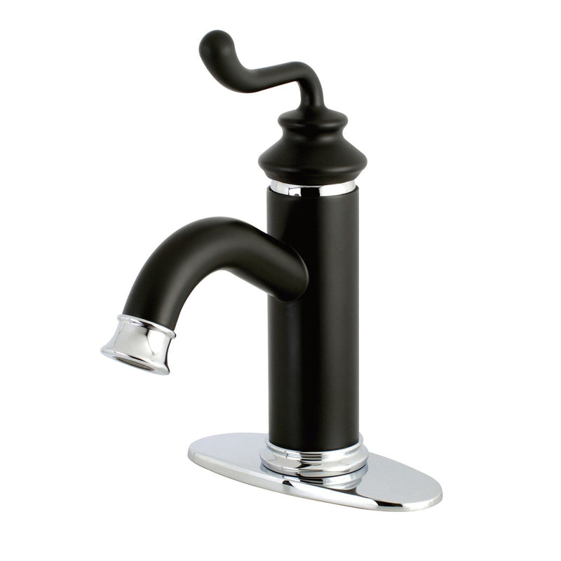 Royale One-Handle 1-Hole Bathroom Faucet with Deck Plate and Push Pop-Up Drain