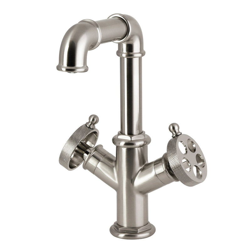 Wendell Two-Handle 1-Hole Bathroom Faucet with Knurled Handle and Push Pop-Up Drain