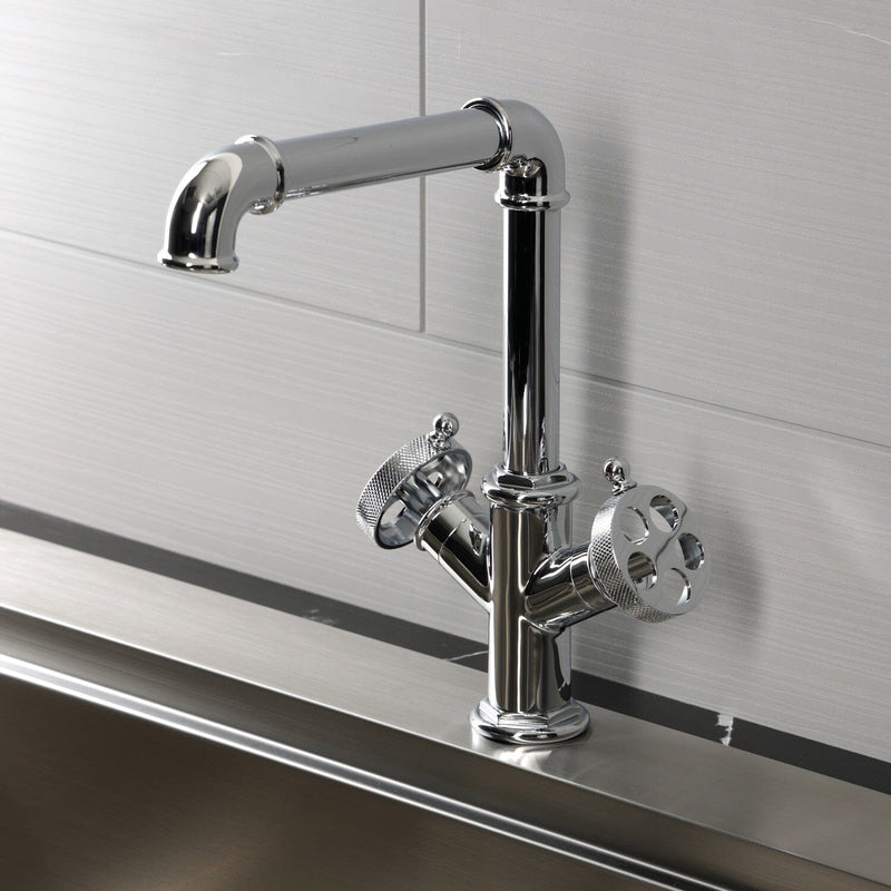 Wendell Two-Handle 1-Hole Deck Mount Bar Faucet with Knurled Handle