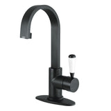 Paris One-Handle 1-Hole Bathroom Faucet with Deck Plate and Push Pop-Up Drain