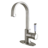 Paris One-Handle 1-Hole Bathroom Faucet with Deck Plate and Push Pop-Up Drain