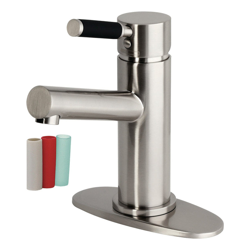 Kaiser One-Handle 1-Hole Bathroom Faucet with Deck Plate and Push Pop-Up Drain