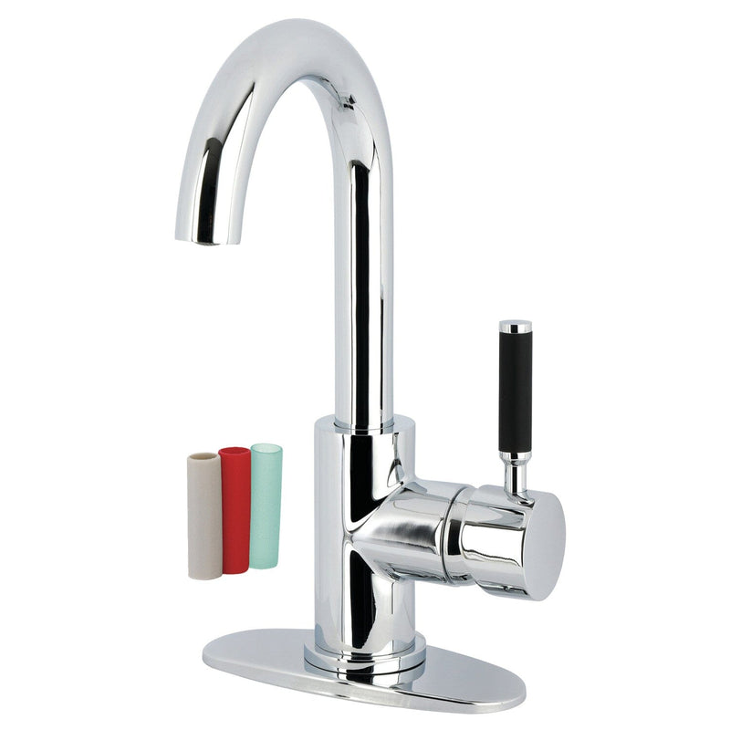 Kaiser One-Handle 1-Hole Bathroom Faucet with Deck Plate and Push Pop-Up Drain