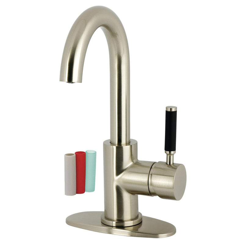 Kaiser One-Handle 1-Hole Bathroom Faucet with Deck Plate and Push Pop-Up Drain