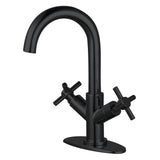 Concord Two-Handle 1-Hole Bathroom Faucet with Deck Plate and Push Pop-Up Drain