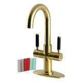 Kaiser Two-Handle 1-Hole Bathroom Faucet with Deck Plate and Push Pop-Up Drain