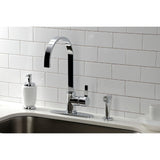 Continental Single-Handle 1-or-3 Hole Deck Mount Kitchen Faucet with Brass Side Sprayer