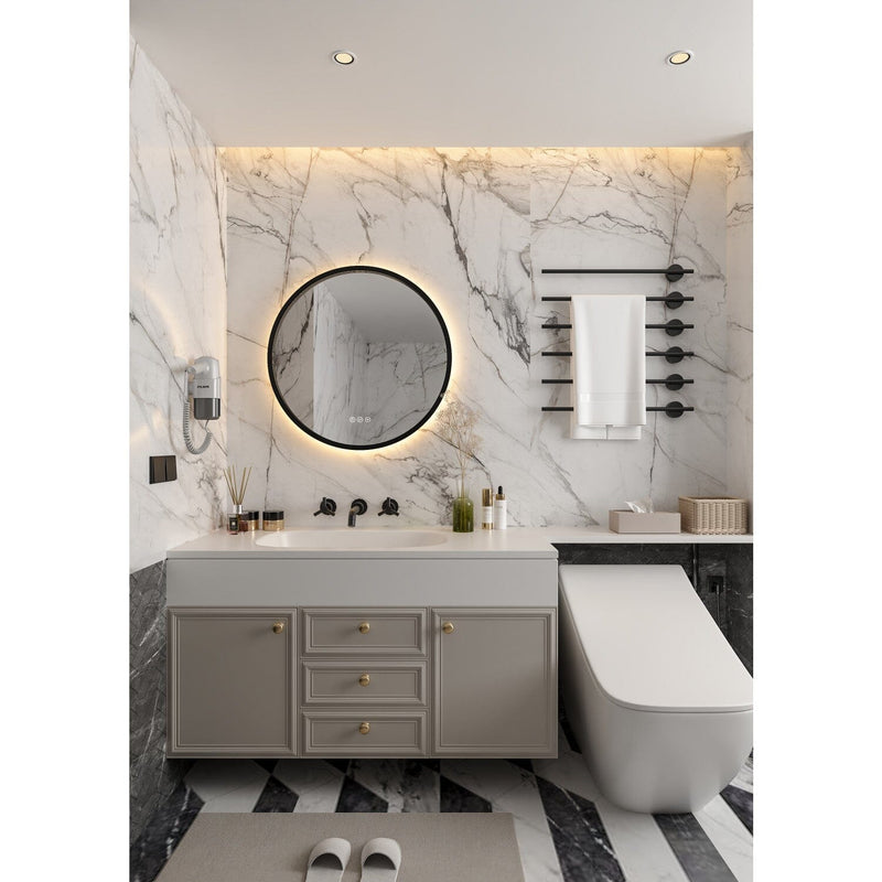 Aurora 36-Inch Round LED Bathroom Mirror, Front and Back Light, Dimmable Touch Sensor Lighted Mirror