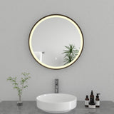 Aurora 32-Inch Round LED Bathroom Mirror, Front Light, Anti-Fog, Dimmable Touch Sensor Lighted Mirror